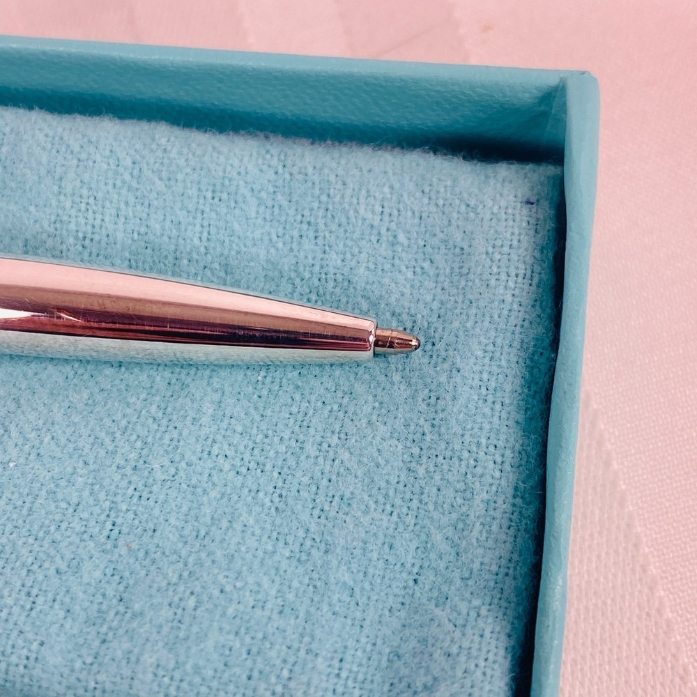 Tiffany & Co Sterling Silver T-Clip Retractable Ballpoint Pen Box Pouch-Engraved - Picture 5 of 6